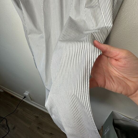 The Row Black & White Pedro Shirt Removable Collar Straight Front Long Back L - Picture 4 of 16